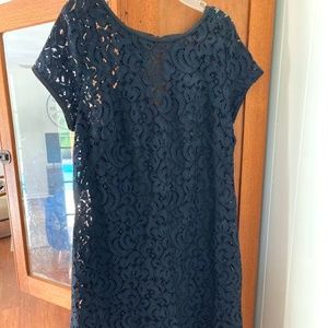 Navy Lace Dress from LOFT with Black Detailing-Petite 12